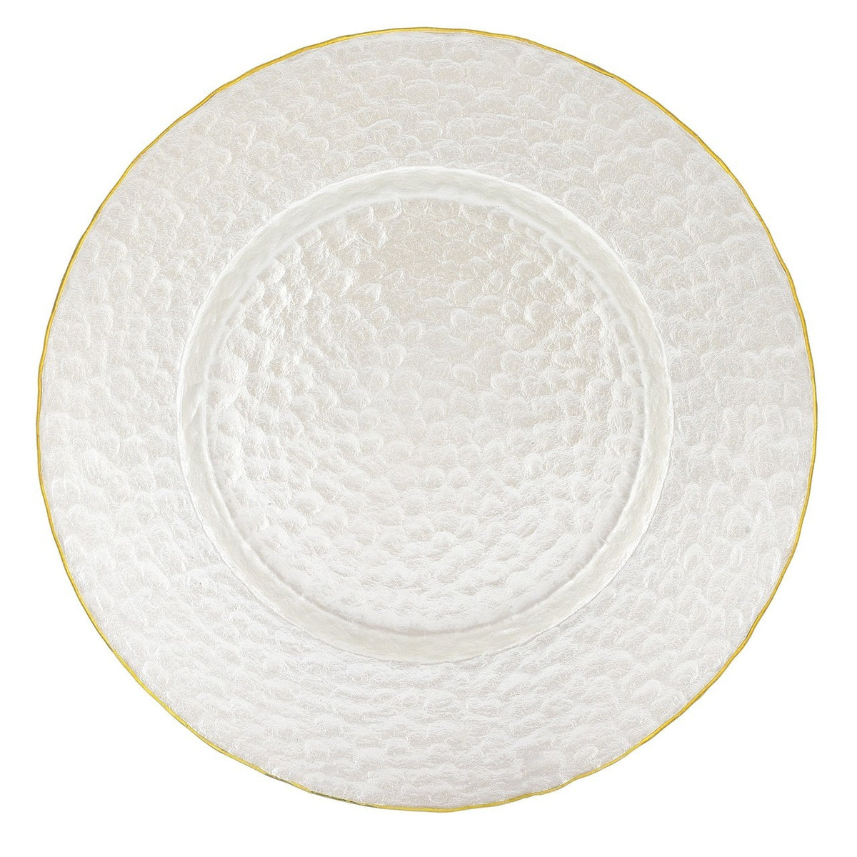 Gold Rim Hand Crafted Pearl Glass Charger