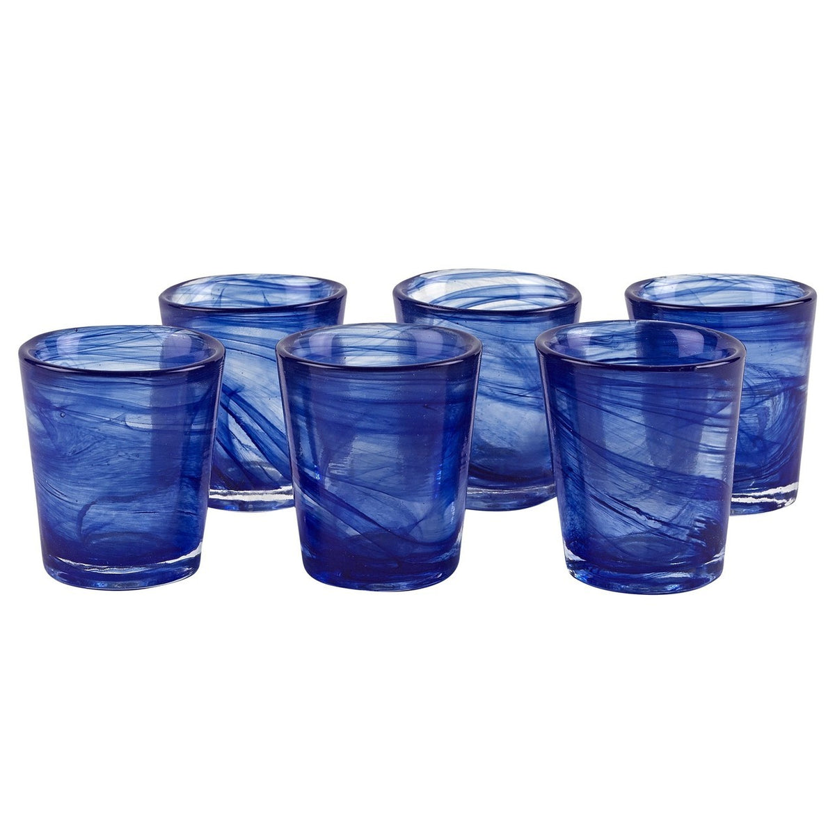 Cobalt Blue Alabaster 6 Pc Shot or Vodka Glass Set