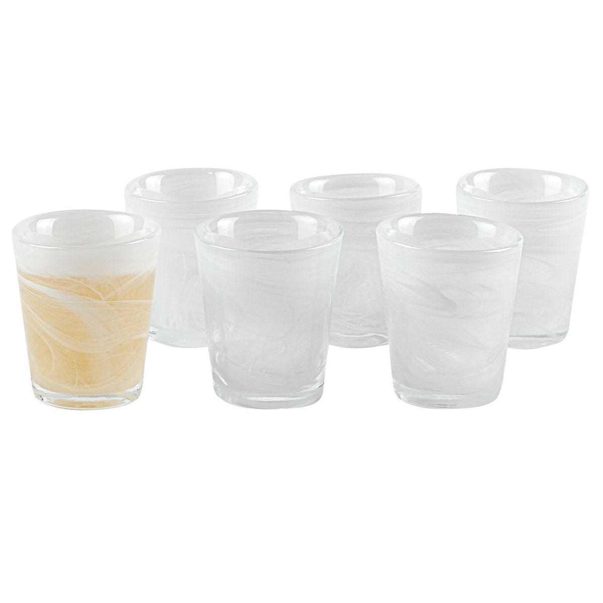 White Alabaster 6 Pc  Shot or Vodka Glass Set