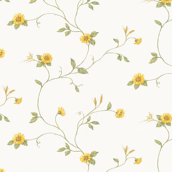 Yellow Sunflower Floral Trail KV27408 Wallpaper