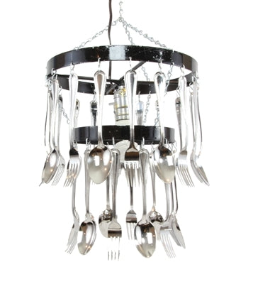 Round Bar Two Tier Fork and Spoon Chandelier