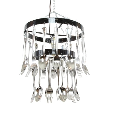 Round Bar Two Tier Fork and Spoon Chandelier