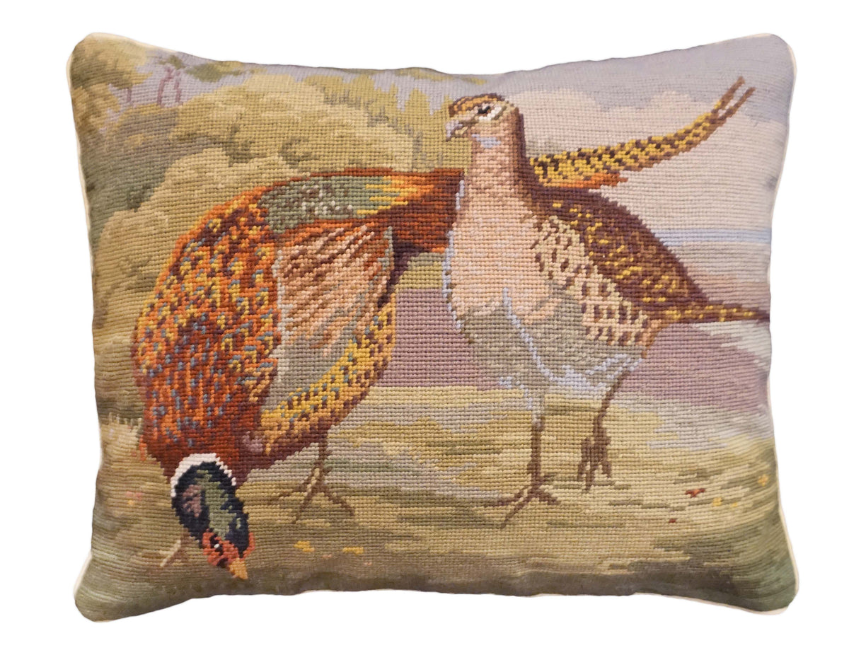 NCU953 Two Pheasants Decorative Pillow