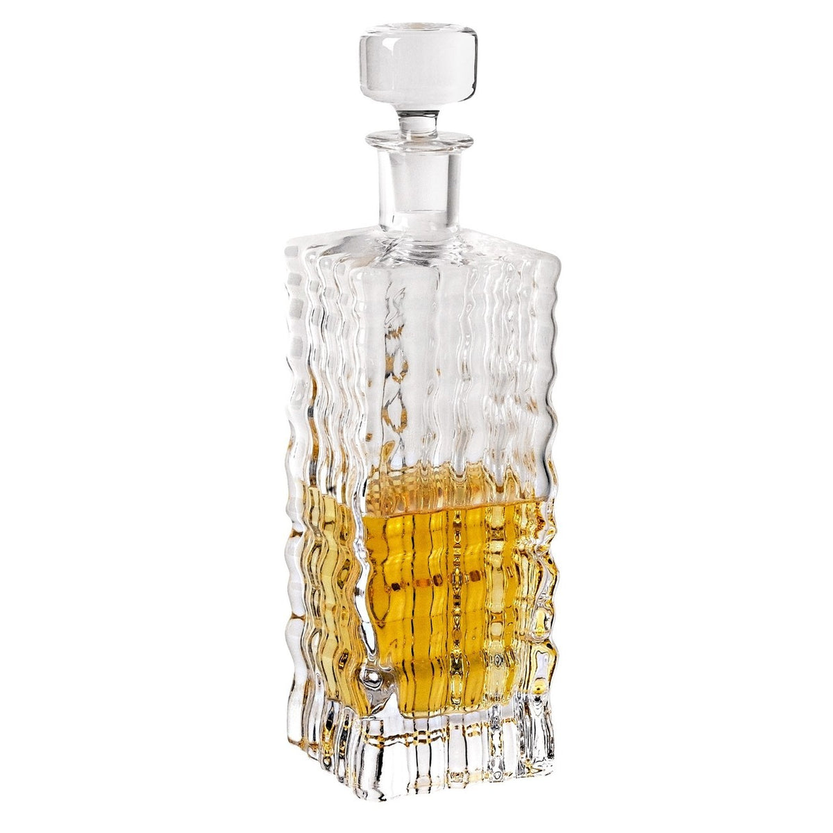 Ripples Square Mouth Blown Crystal Decanter
