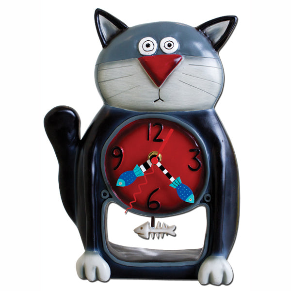 Black Kitty Clock Art by Allen Designs