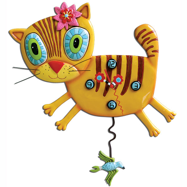 Yellow Kimi Kitty Clock Art by Allen Designs