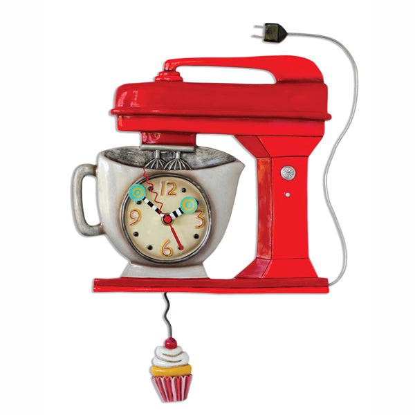 Red Vintage Mixer Clock Art by Allen Designs