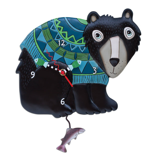 Black Bear Bear Hug Wall Clock
