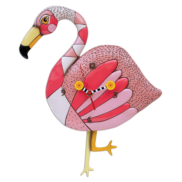 Pink Flamingo Crazy Legs Wall Clock