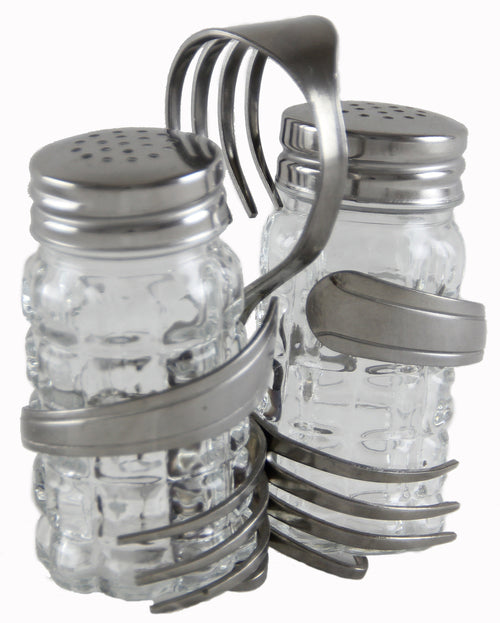 Salt Pepper Caddy - Double Loop Spoon and Fork Art