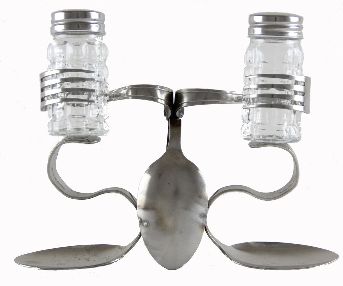 Salt Pepper Caddy - Spoon Curls Spoon and Fork Art