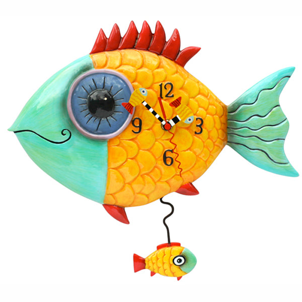 Wide Eyed Red Fin Fish Clock Art by Allen Designs