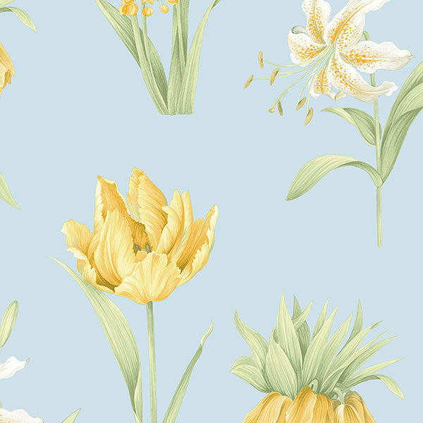 Blue Yellow Paradise Floral PA34238 Wallpaper