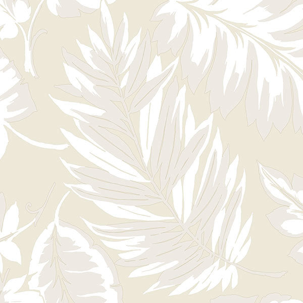 Off White Tropical Leaves PA34259 Wallpaper