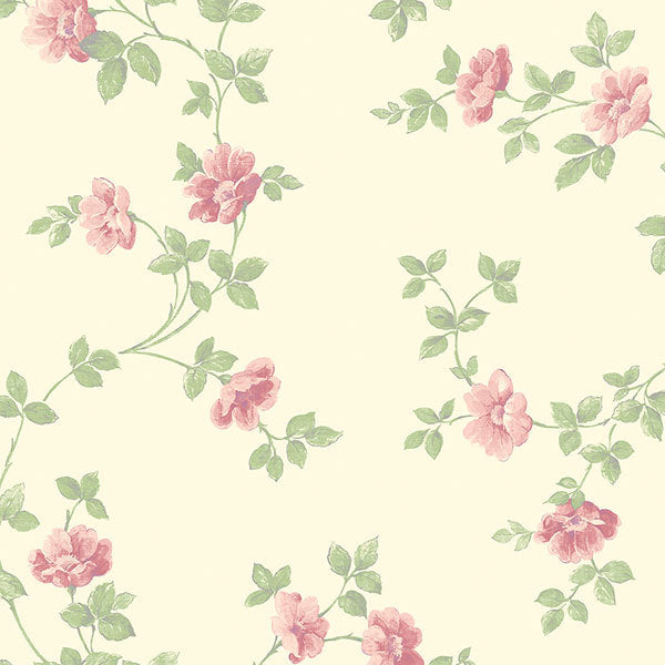 Pink Green Large Floral Vine PP27701 Wallpaper