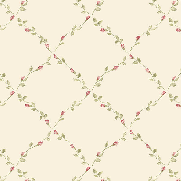 Dark Pink Floral Trellis PP27727 Wallpaper