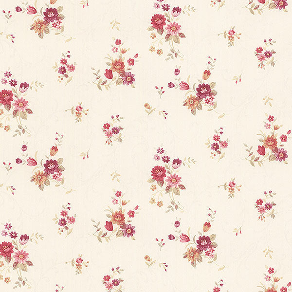 Pink Cream Floral Scroll PP27808 Wallpaper
