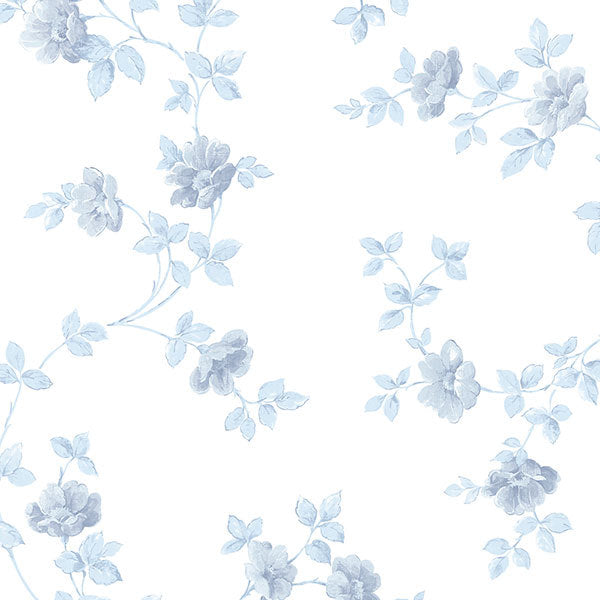 Light Blue Large Floral Vine PP35506 Wallpaper