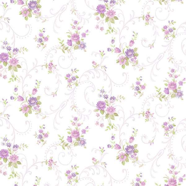 Purple Floral Scroll PP35510 Wallpaper