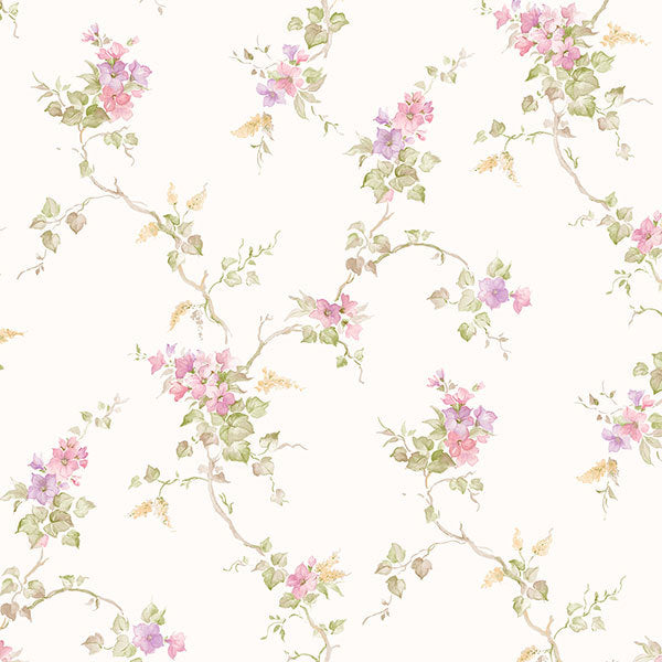 Pink Off White Floral Trail PP35529 Wallpaper