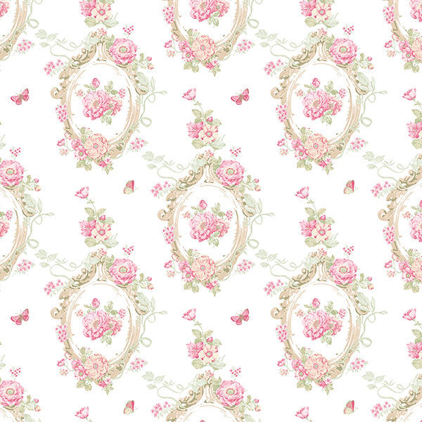 Linght Pink Cream Butterfly Cameo PP35535 Wallpaper