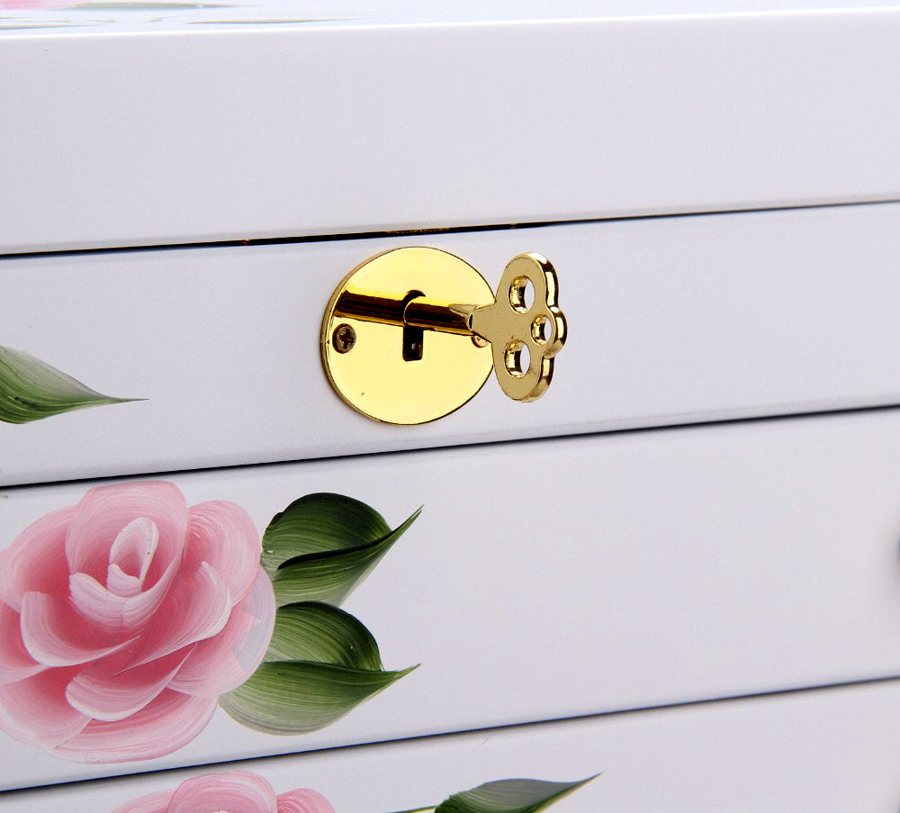 White Floral Large Jewelry Box