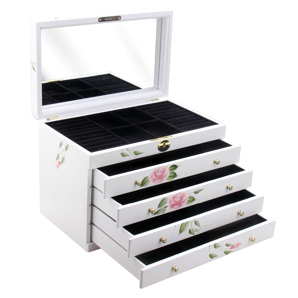White Floral Large Jewelry Box