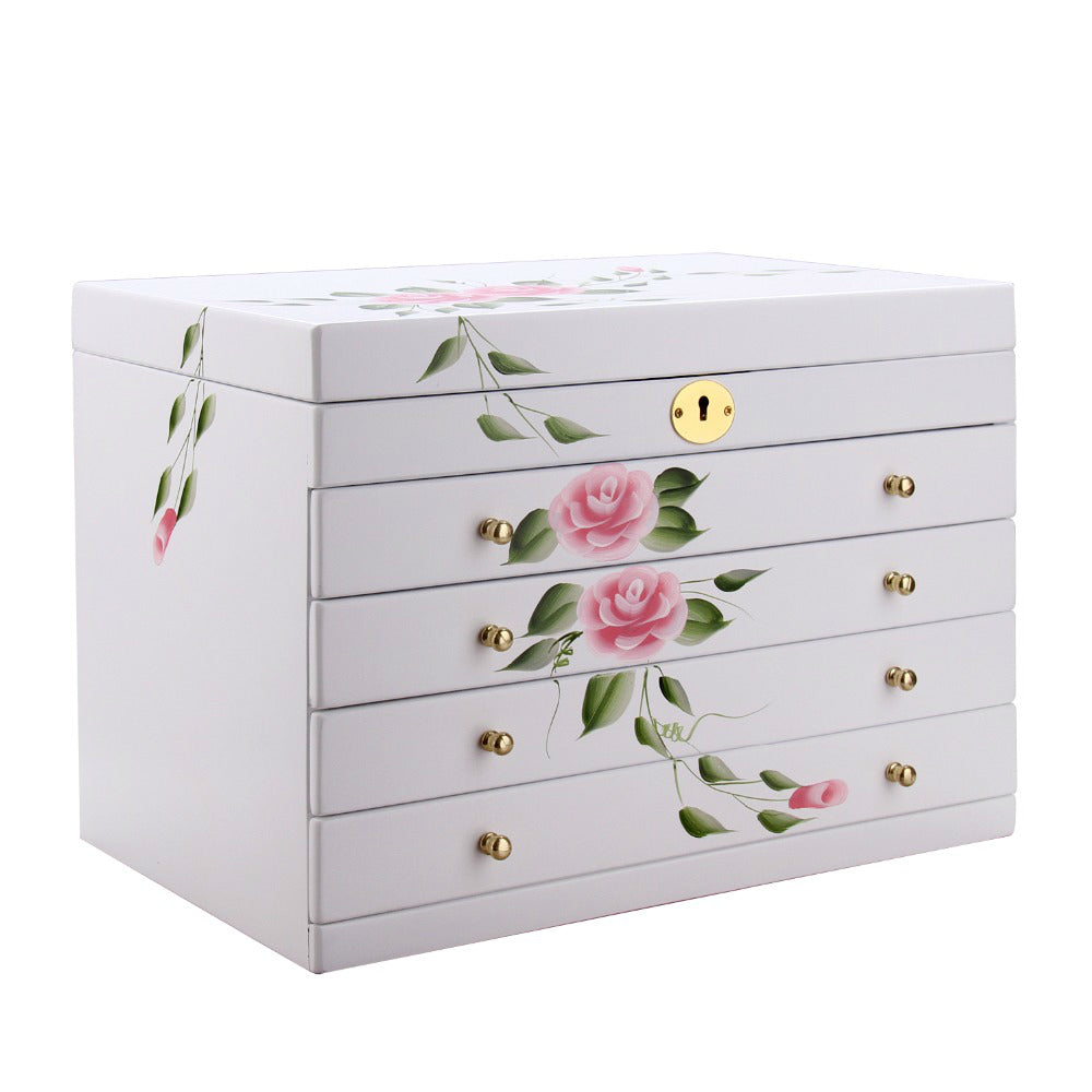 White Floral Large Jewelry Box