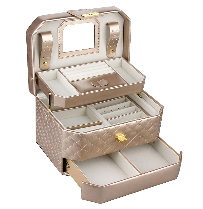 Gold Medium 2 Drawers Jewelry Box