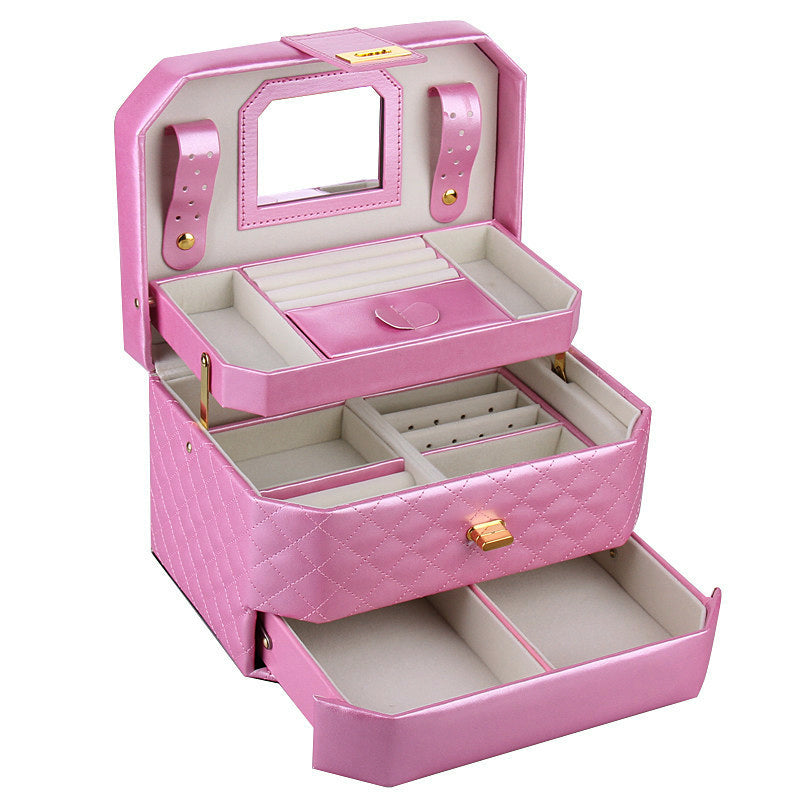 Pink Medium 2 Drawers Jewelry Box