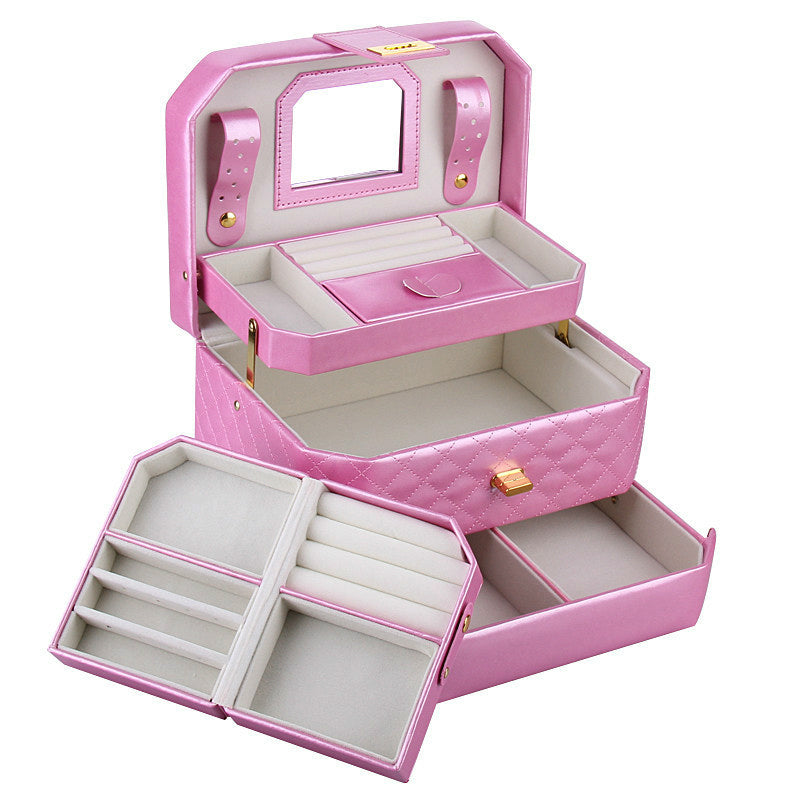 Pink Medium 2 Drawers Jewelry Box