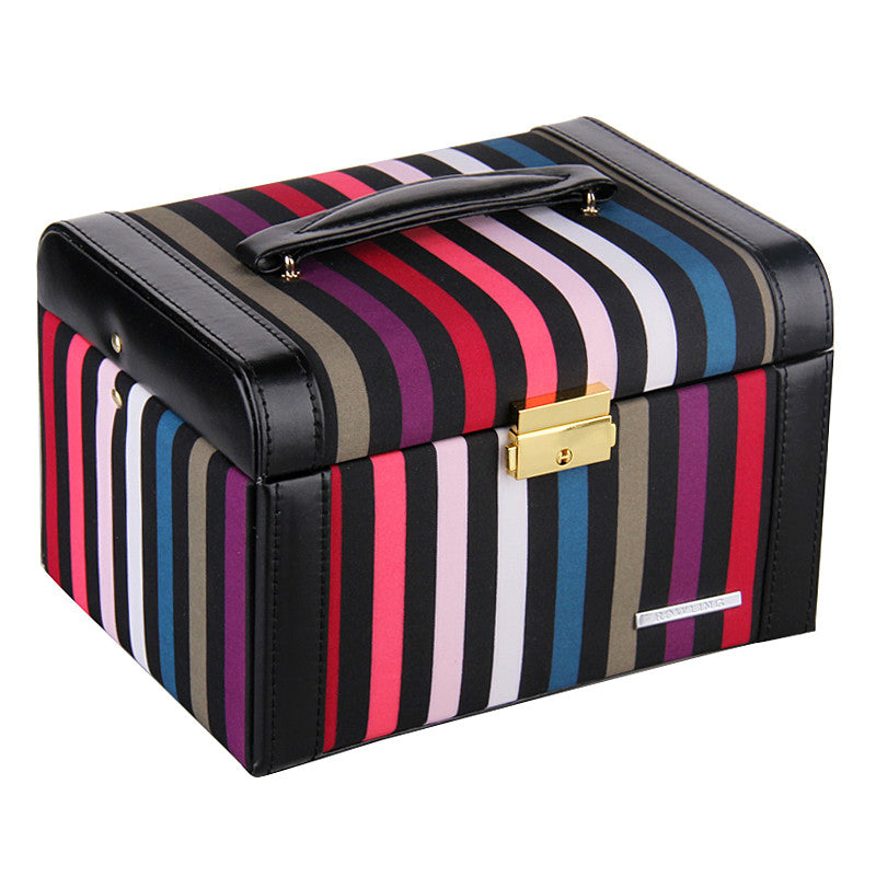 Black Striped Medium 2 Drawer Jewelry Box