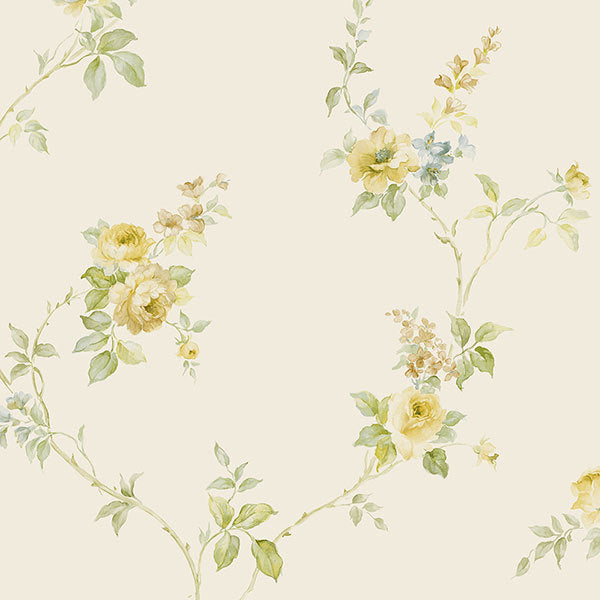Yellow Small Floral Vine RG35715 Wallpaper