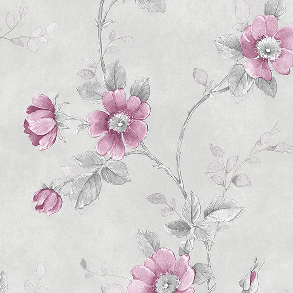 Pink Grey Floral Vine RG35733 Wallpaper