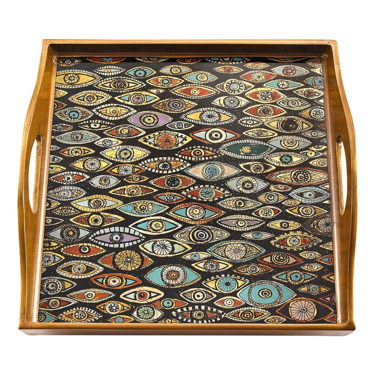 Eyes Square Reverse Painting Glass Tray