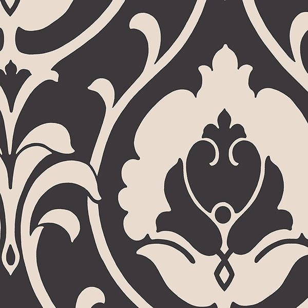 Black Cream Bold Damask SH34515 Wallpaper