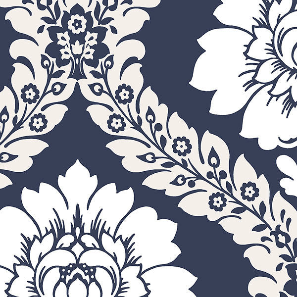 Navy Sharla Damask SH34516 Wallpaper