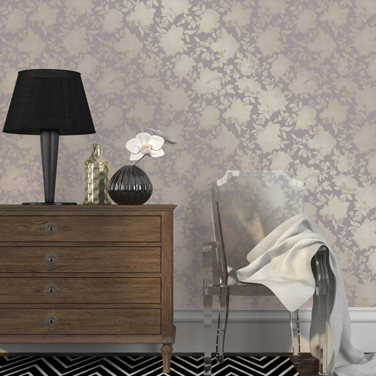 Silhouette Dusted Lavender Self-Adhesive SI513 Wallpaper