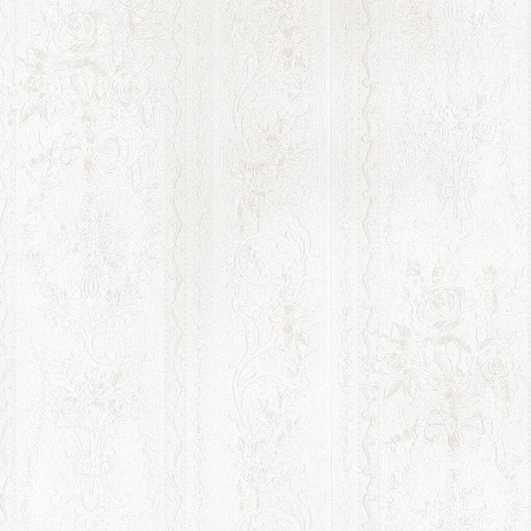 White Floral Striped SM30310 Wallpaper