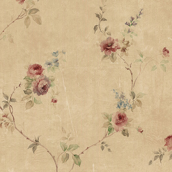 Tan Small Floral Vine SP24431 Wallpaper