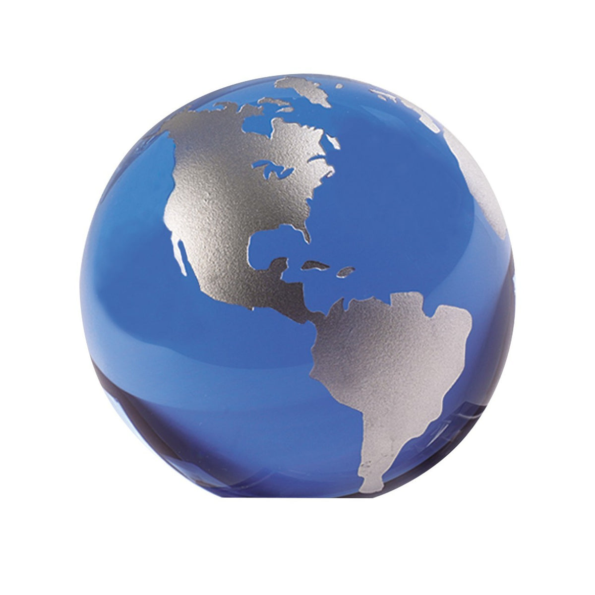 Blue And Hand painted Silver Globe 3 inches