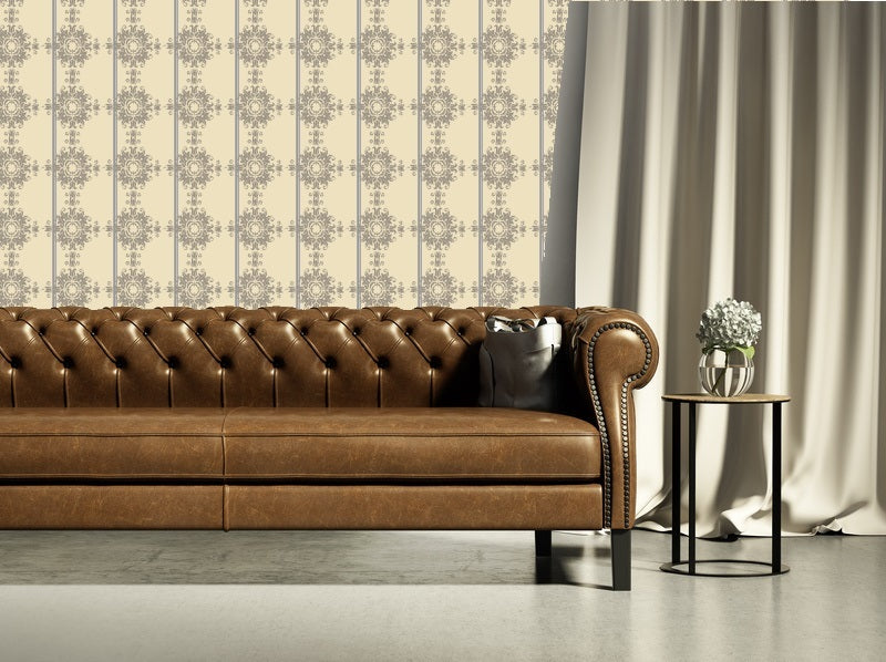 Silver Damask Wallpaper Panel