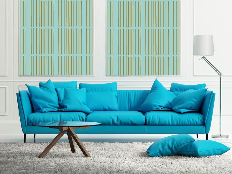 Stripes Turquoise Gold Wallpaper Panel