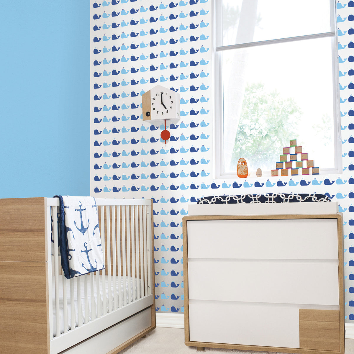 Whale Blue Self-Adhesive WH700 Wallpaper