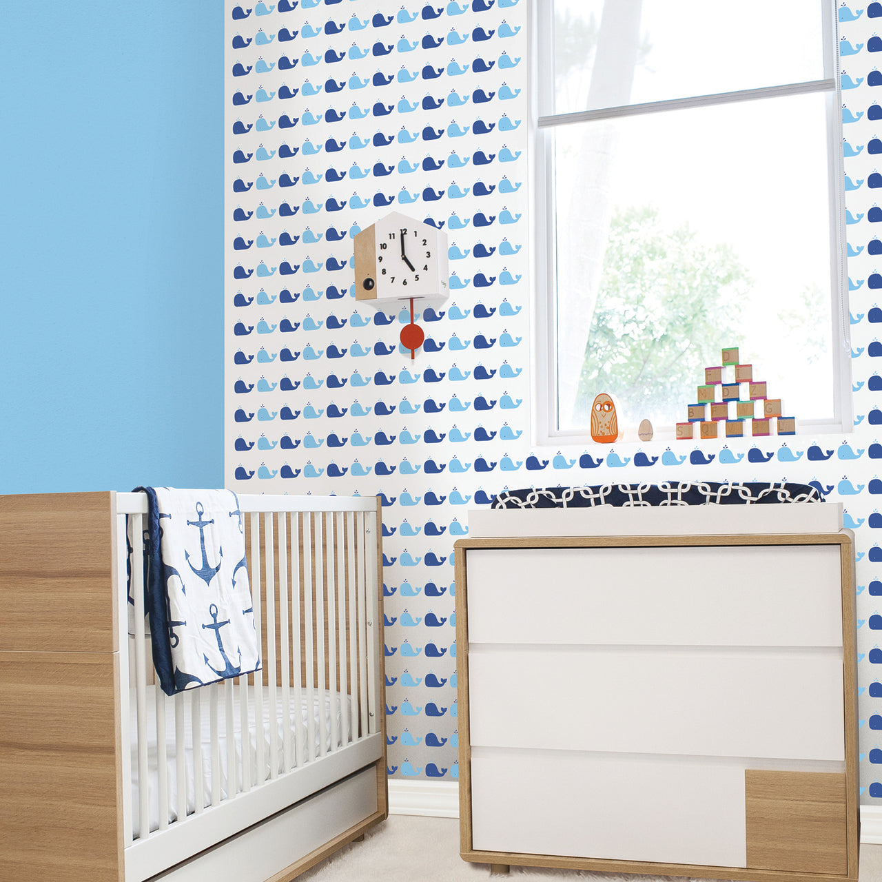 Whale Blue Self-Adhesive WH700 Wallpaper