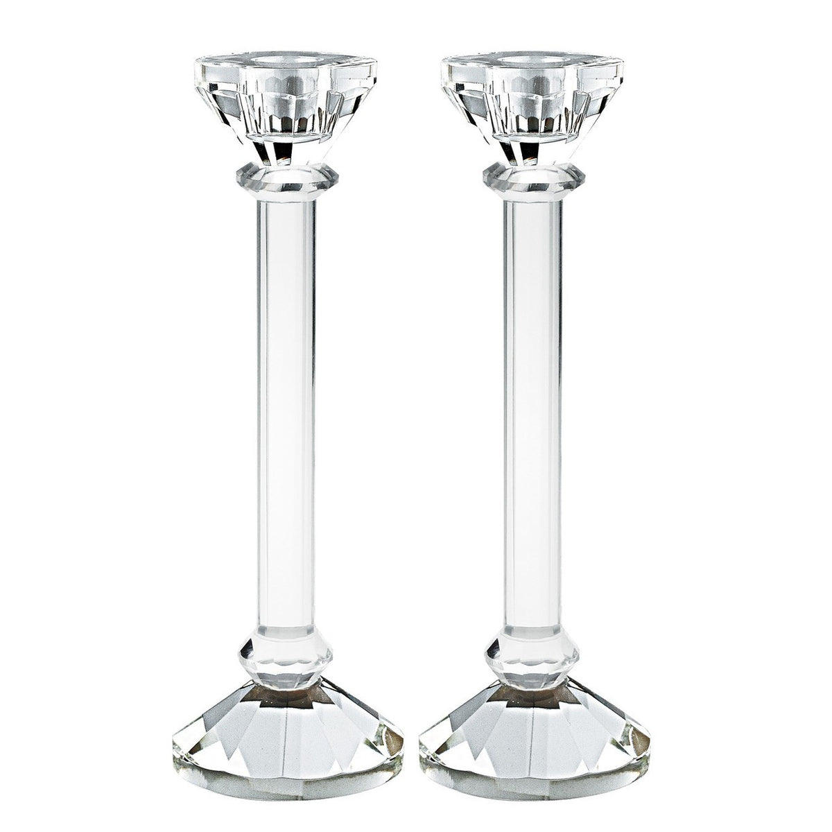 Charleston Round Pair of Glass Candlestick