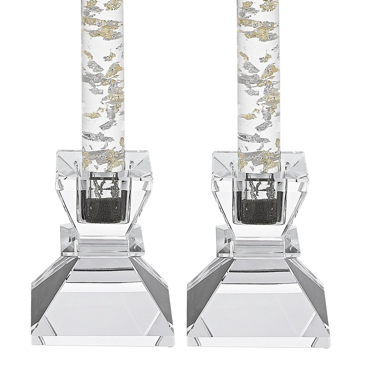 Saturn Pair of Glass Candlestick