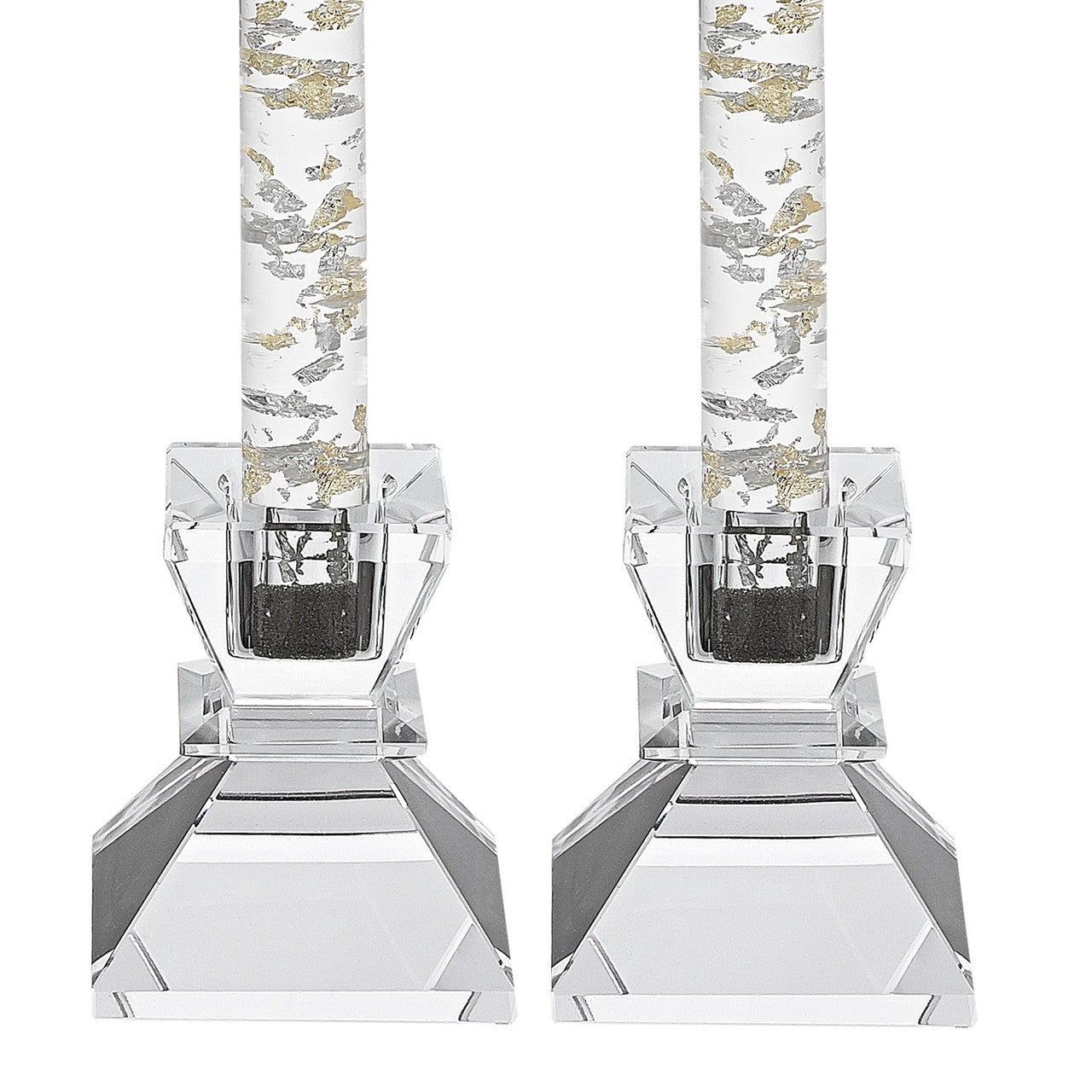 Saturn Pair of Glass Candlestick