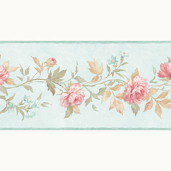 Blue Large Floral Vine PP79472 Wallpaper Border