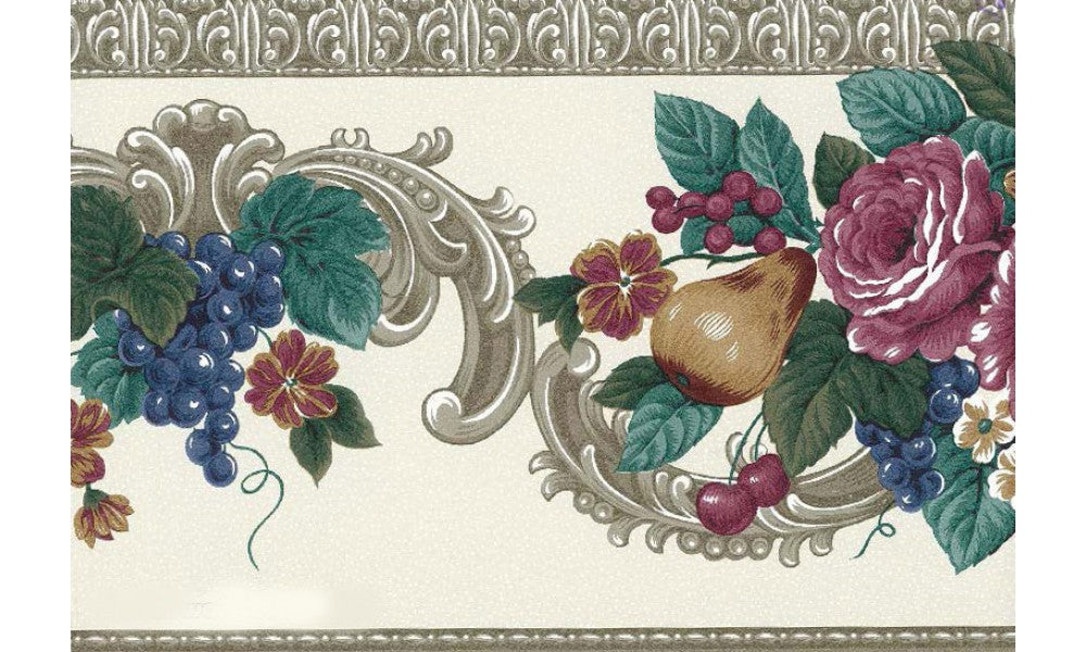 Grape Peach Berry Rose VS100306 Wallpaper Border